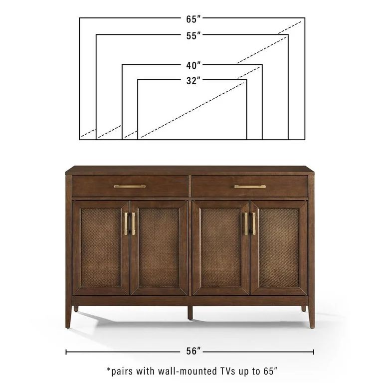 Crosley Furniture Milo Modern Wood Sideboard in Dark Brown/Antique Brass | Walmart (US)