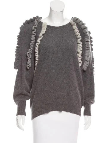 Salvatore Ferragamo Wool Ruffle-Accented Sweater | The Real Real, Inc.