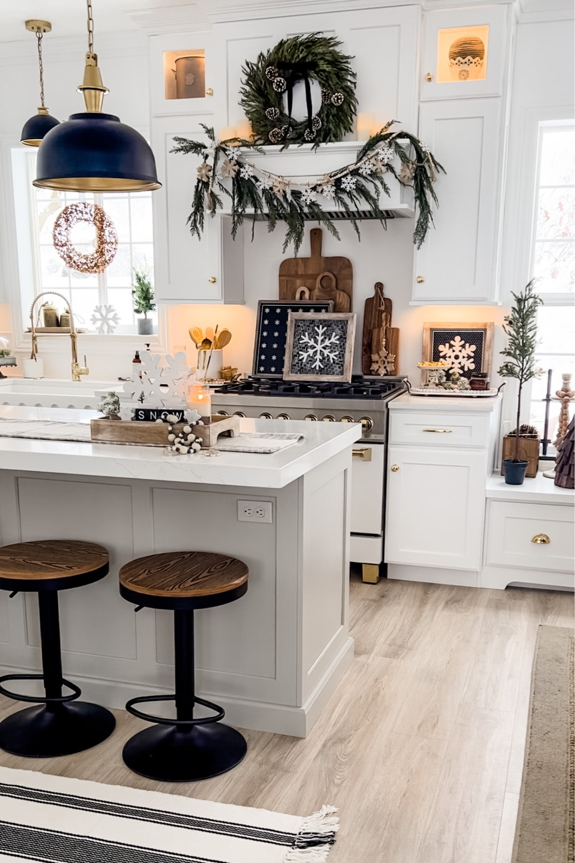 Winter kitchen vibes. A snow themed area adds to seasonal charm  

#LTKSeasonal #LTKhome #LTKunder50
