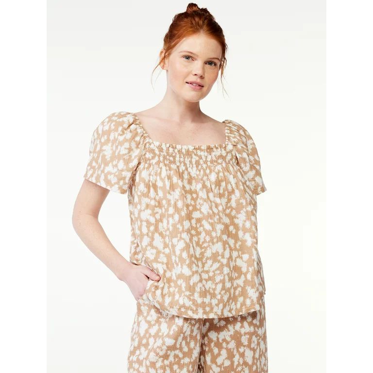 Joyspun Women's Puff Sleeve Gauze Sleep Top, Sizes S to 3X | Walmart (US)