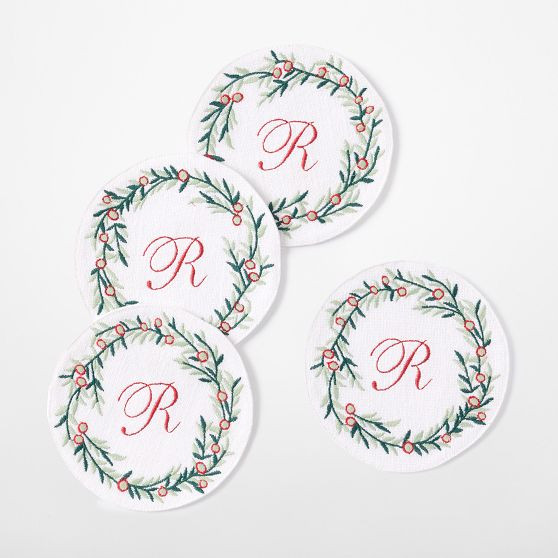 Bespoke Embroidered Coasters, Set of 4 | Mark and Graham
