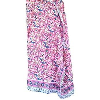 Pure Cotton Hand Block Print Sarong Womens Swimsuit Wrap Cover Up Long (73" X 44"), Multi, 73 X 4... | Amazon (US)