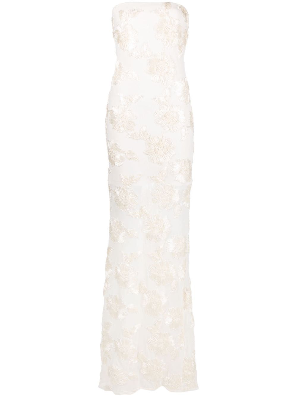 Egret floral-embroidered bridal gown | Farfetch Global