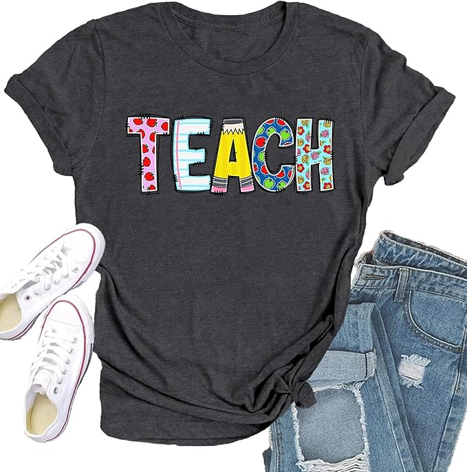 Teacher Shirts for Women Teach Teaching Tshirt Teacher Life Tee Tops | Amazon (US)