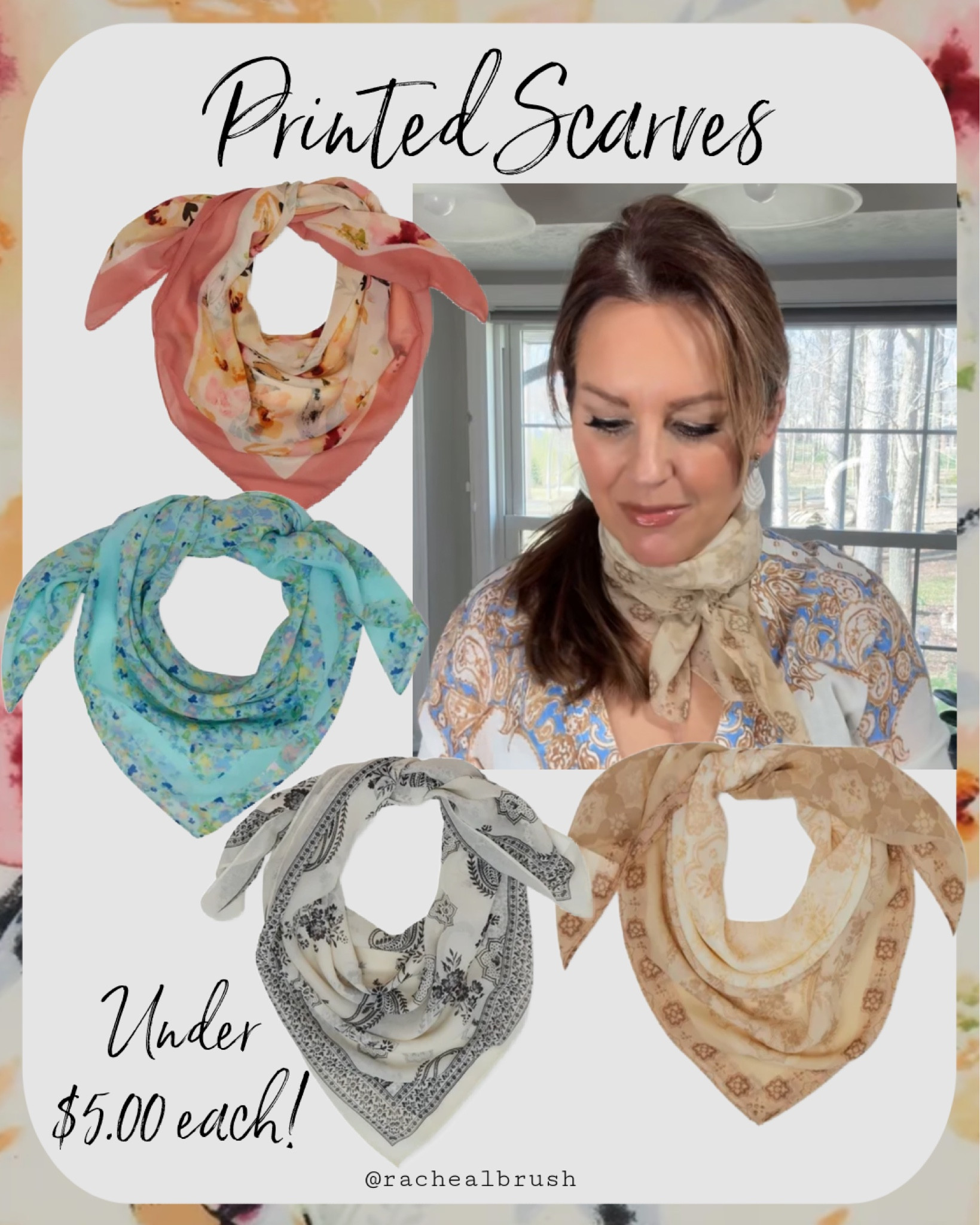 Printed Scarves. The perfect accessory that dresses up any outfit!  Or tie onto your purse/bag! And under $5 each! 
Western style. 

#LTKworkwear #LTKstyletip #LTKmidsize