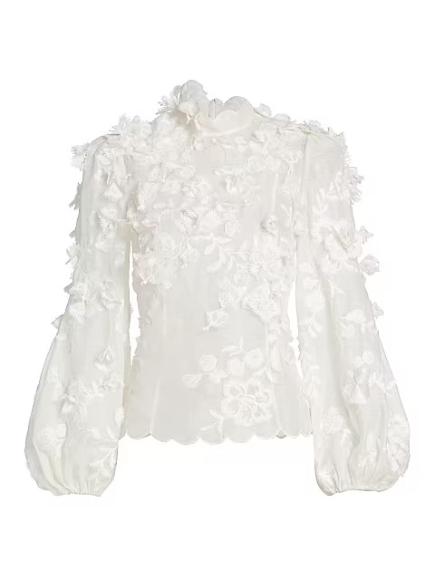 Silk-Linen Floral Blouse | Saks Fifth Avenue