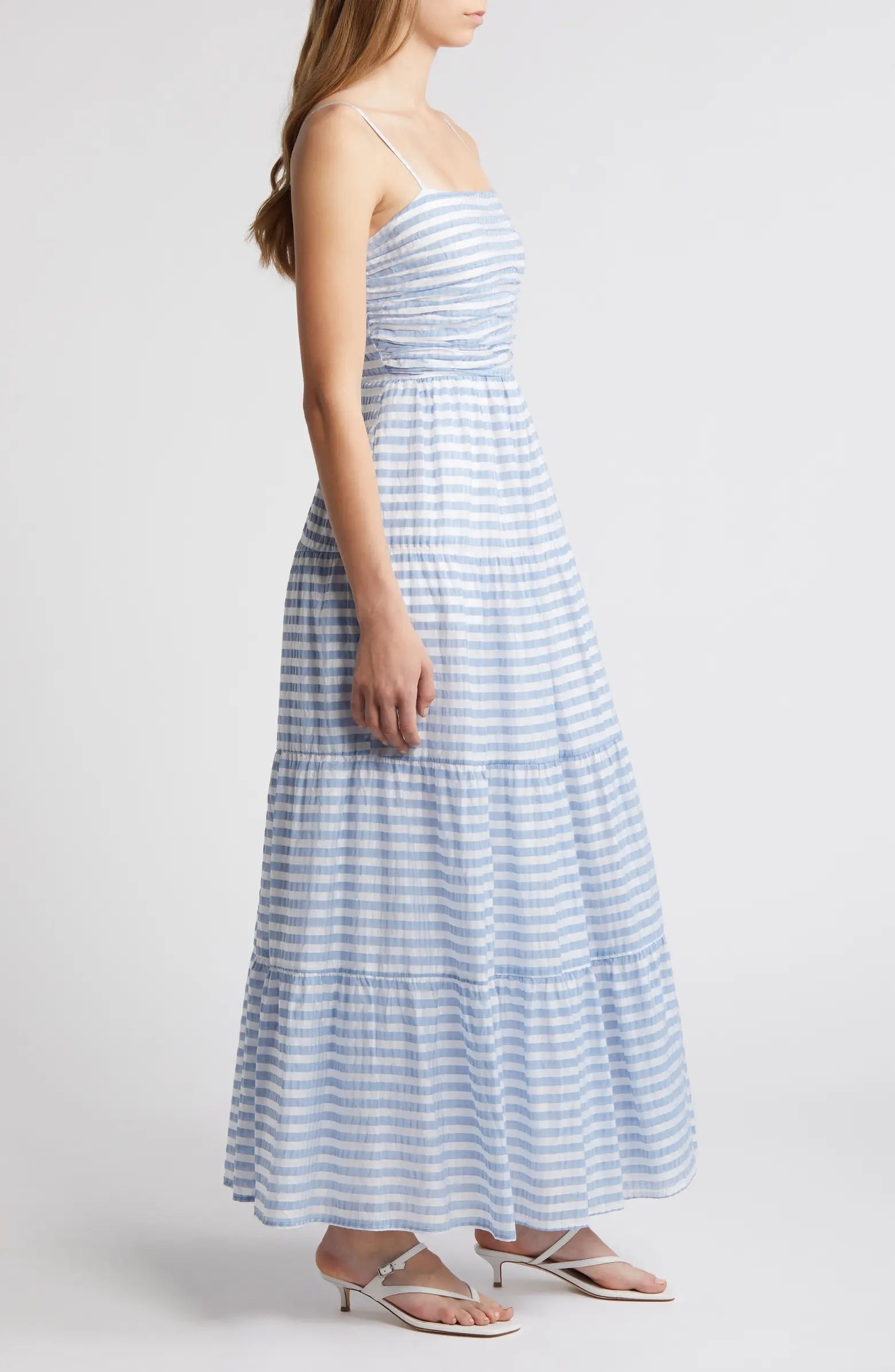 Textured Stripe Sleeveless Maxi Dress | Nordstrom