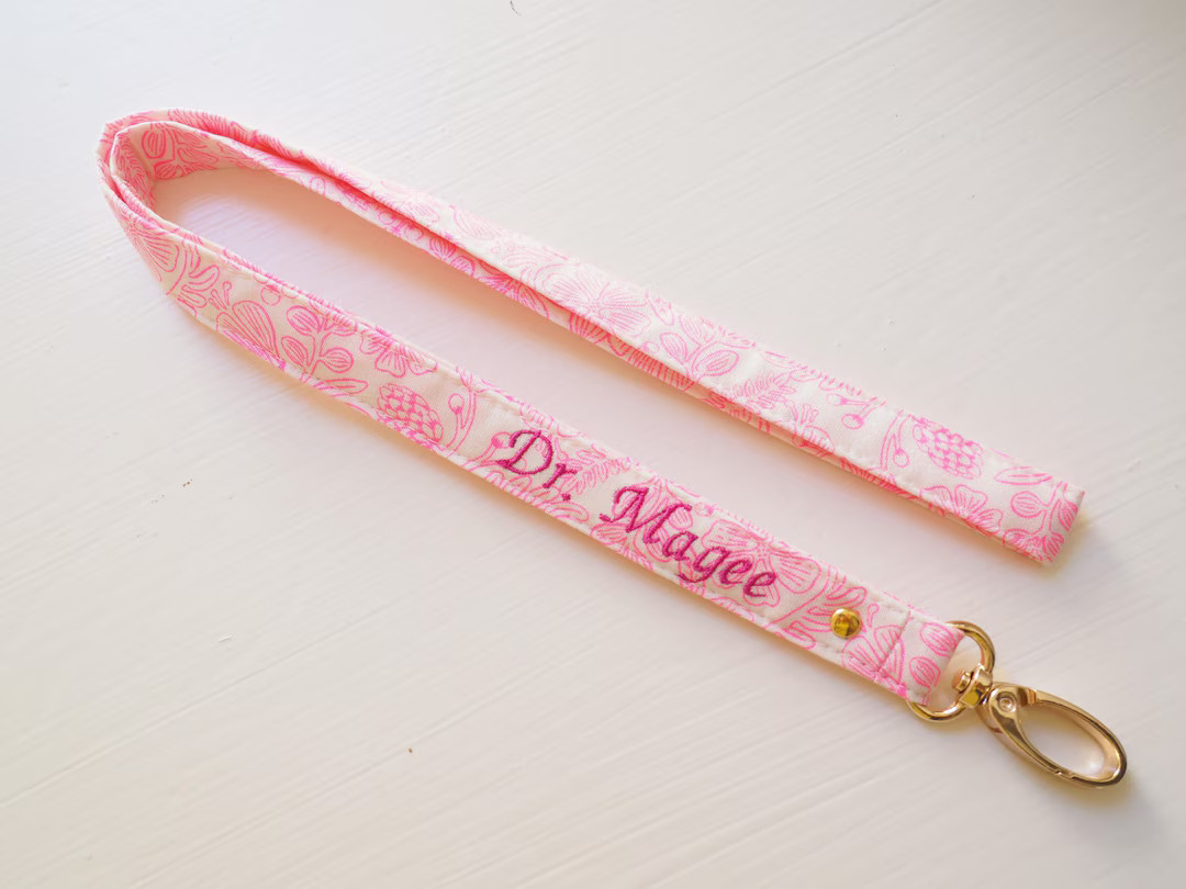 Rifle Paper Co Fabric Lanyard - Moxie Floral Neon Pink - Etsy | Etsy (US)