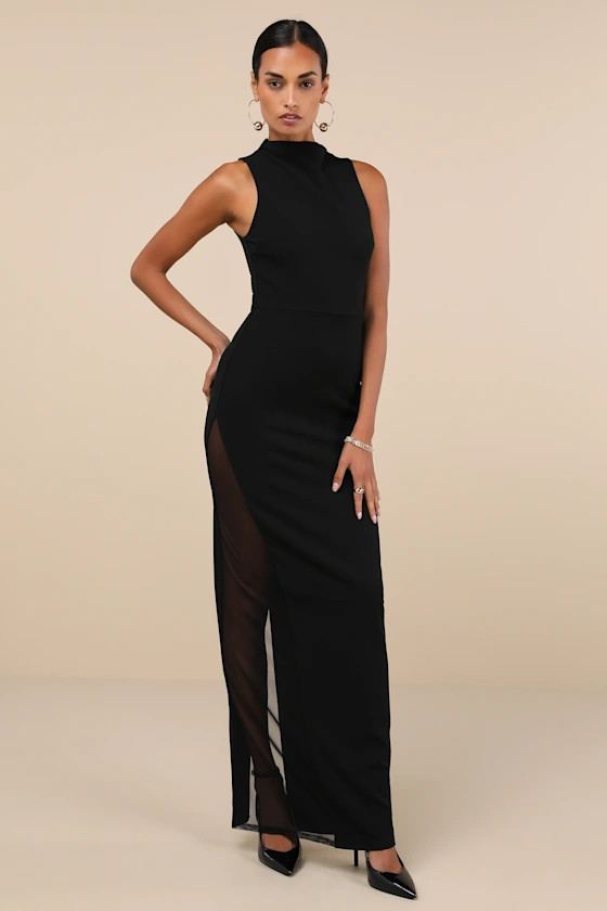 Alluring Influence Black Mock Neck Sleeveless Maxi Dress | Lulus