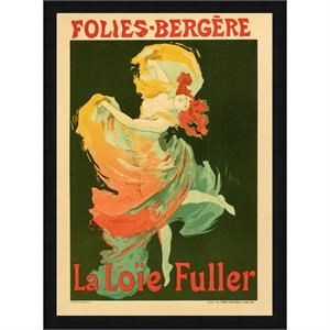34"x46" Folies Bergere La Loie Fuller by Jules Cheret Wood Framed Wall Art Green | Homesquare