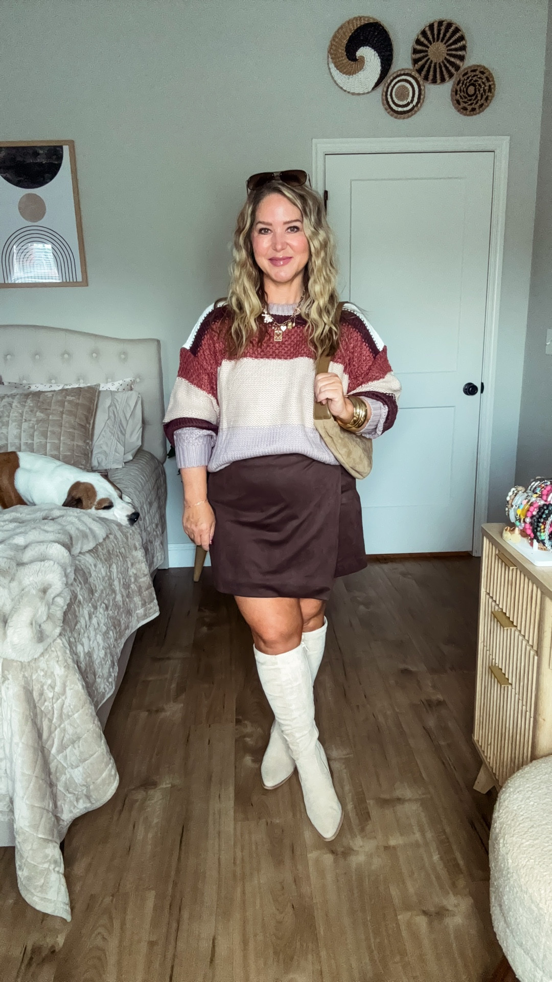 Size large in skort and sweater. Boots tts 

#LTKOver40 #LTKPetite #LTKMidsize