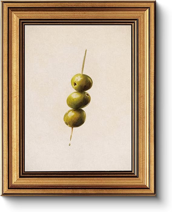 HUARCEY Gold Framed Wall Art for Living Room, Olive Skewers Painting Prints, Vintage Wall Decor f... | Amazon (US)