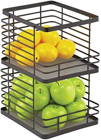 mDesign Stacking Wire Baskets Food Organizer Storage Metal Basket with Open Front for Kitchen Cab... | Amazon (US)