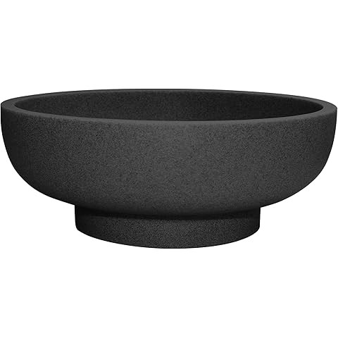 OAKOA Concrete Black Decorative Bowl for Home Decor - Black Fruit Bowl - Modern Pedestal Coffee T... | Amazon (US)