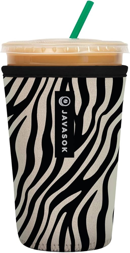 Sok It Java Sok Iced Coffee & Cold Soda Insulated Neoprene Cup Sleeve (Zebra Print, Medium: 24-28... | Amazon (US)