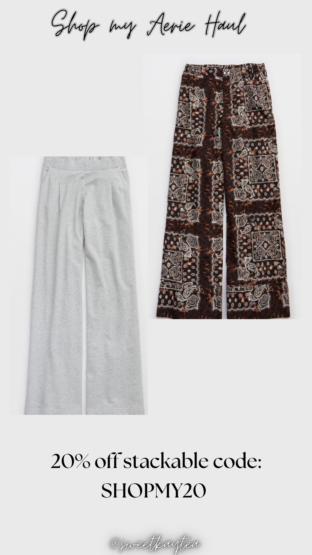 Aerie Haul! These new Seersucker Leopard/Handkerchief print pants are going to go fast!  I got both in XXL!

20% off code: SHOPMY 20
(that’s stackable with the 30% off sweatshirts & the underwear sale)  

#LTKPlusSize #LTKautumn #LTKSeasonal