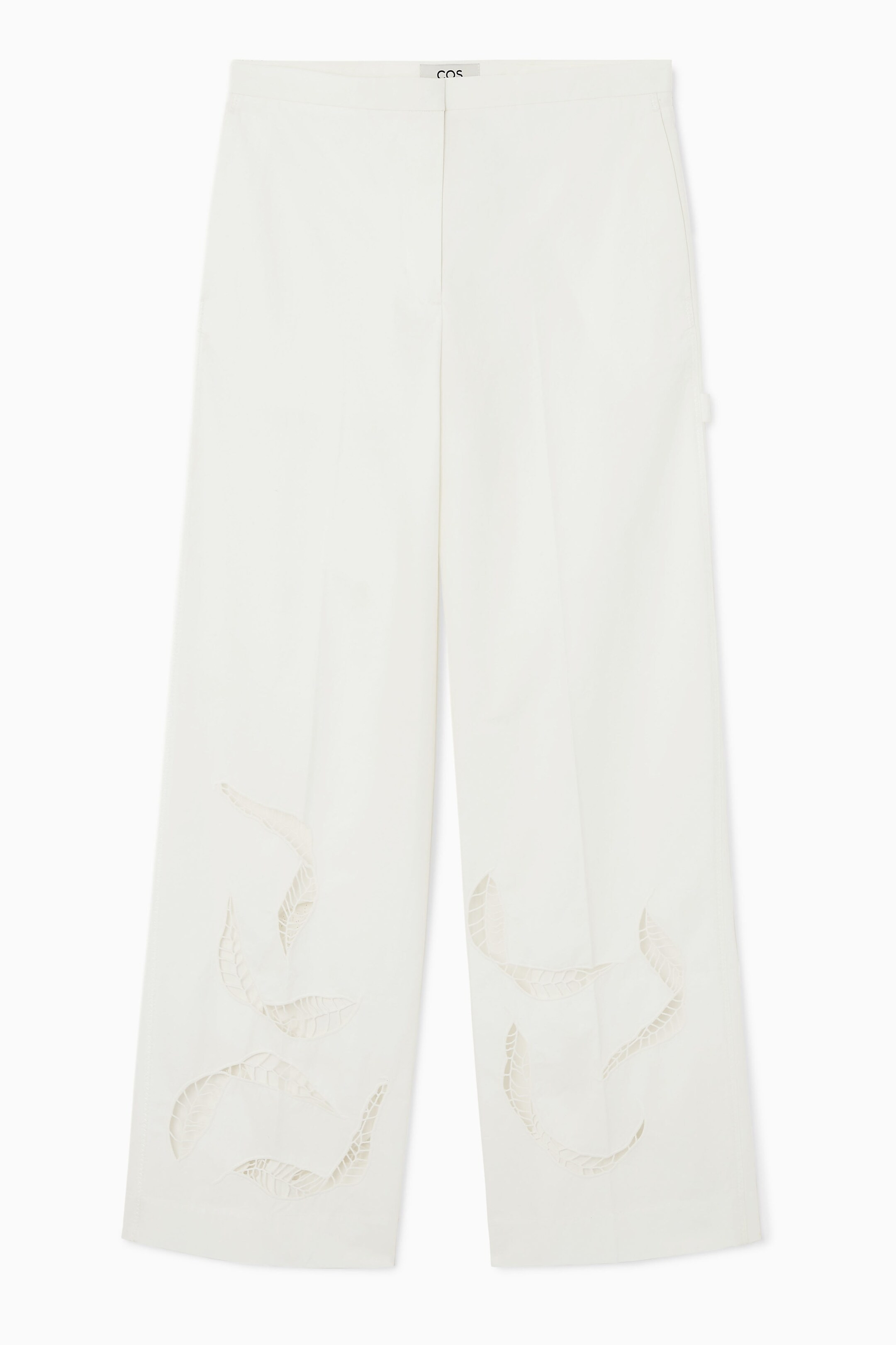 BRODERIE ANGLAISE WIDE-LEG TROUSERS - WHITE | COS UK