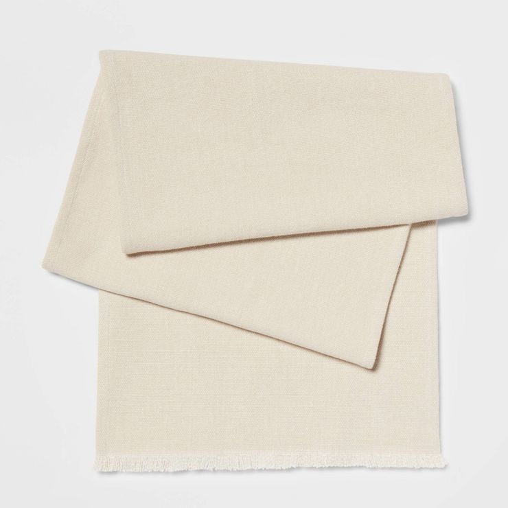 72" x 14" Cotton Stone Washed Table Runner Cream - Threshold™ | Target