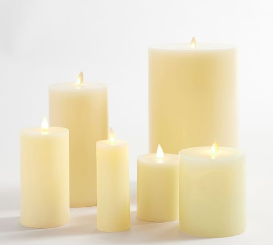Premium Flickering Flameless Wax Pillar Candle | Pottery Barn (US)
