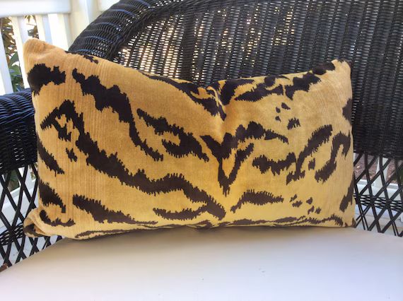 Scalamandre Pillow Cover in Gold and Black "Le Tigre" Silk Velvet, | Etsy (US)