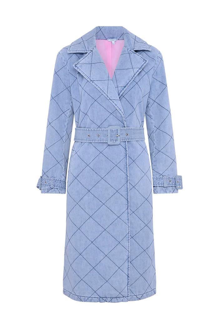 Azalea Quilted Denim Trench Coat | Olivia Rubin