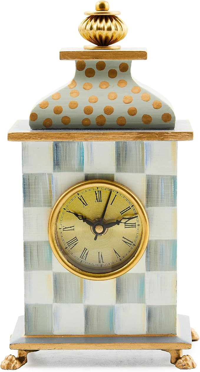 MACKENZIE-CHILDS Desk Clock, Decorative Living Room, Bedroom, or Office Desk Clock, Gray-and-Whit... | Amazon (US)