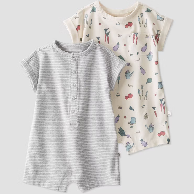little Planet By Carter's Baby 2pk Garden Romper - Beige | Target