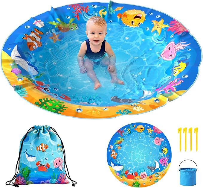 Baby Beach Pool, Waterproof Beach Pool Blanket for Toddler, 2 in 1 Toddler Paddling Pool with Car... | Amazon (US)