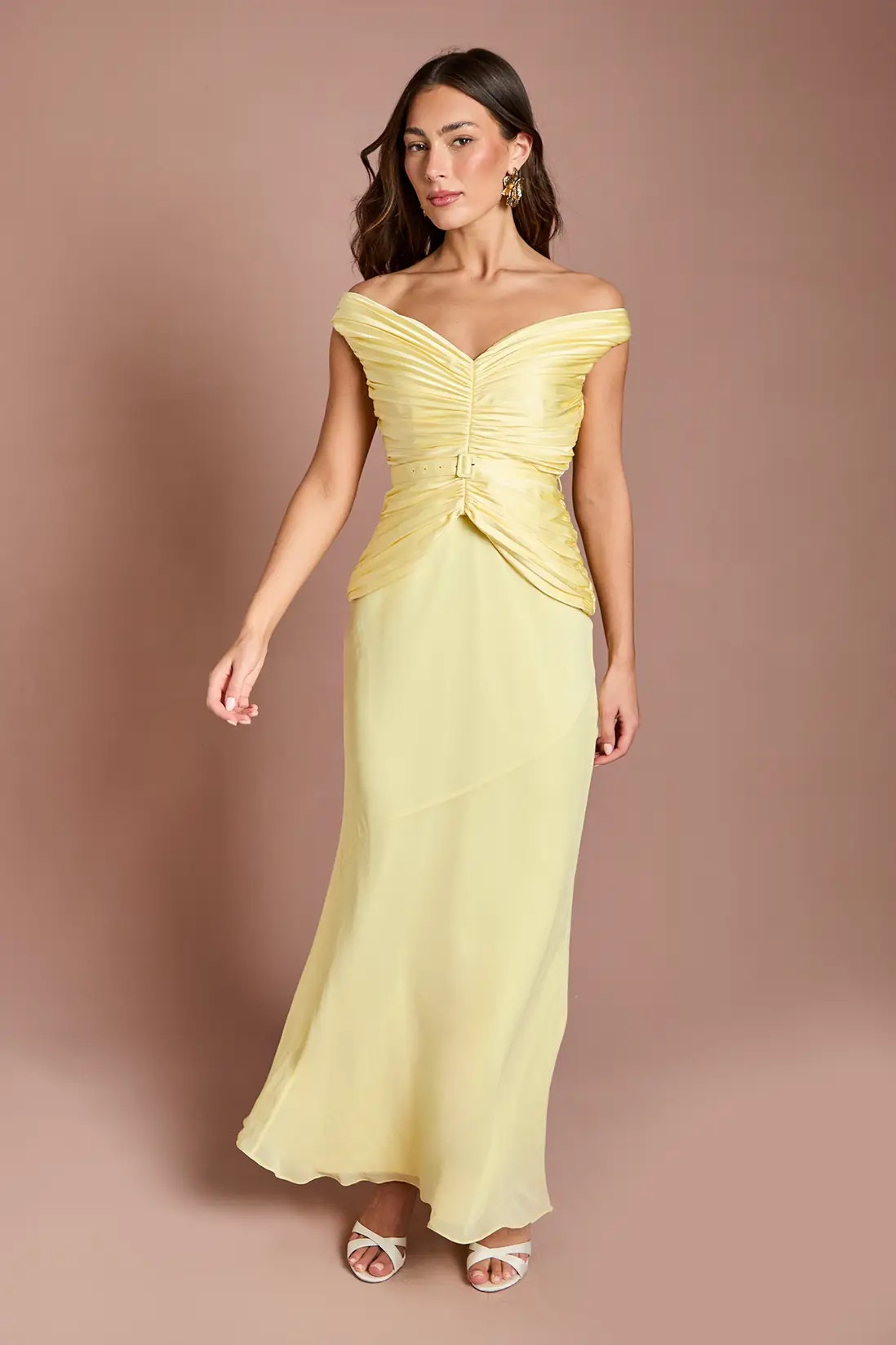 Yellow Coast Pleated Bodice Fishtail Maxi Dress | Debenhams | Debenhams UK