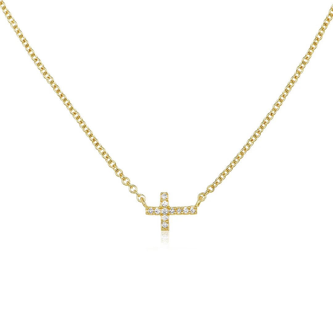 Petite Diamond Cross Necklace | LINDSEY LEIGH JEWELRY