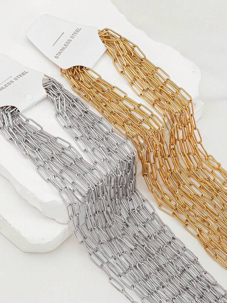 Stainless Steel Necklace Chains Adjustable Sweater Chains Wholesale With Extension Chains Supplies For Jewelry Making DIY,5pcs/10pcs/50pcs | SHEIN