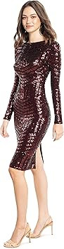 Dress the Population Women's Emery Long Sleeve Stretch Sequin Midi Sheath | Amazon (US)