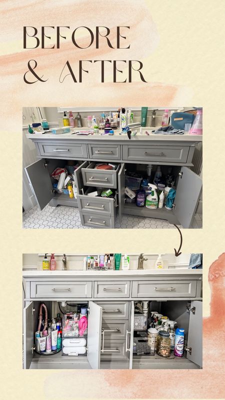 Turn tables, aka Lazy Susans, aren’t just for the kitchen. See how we used them under the sink to help this client see and have easy access to all her items. Clear storage bins are another great way to contain all your accessories under the sink.

#LTKhome #LTKFind #LTKbeauty