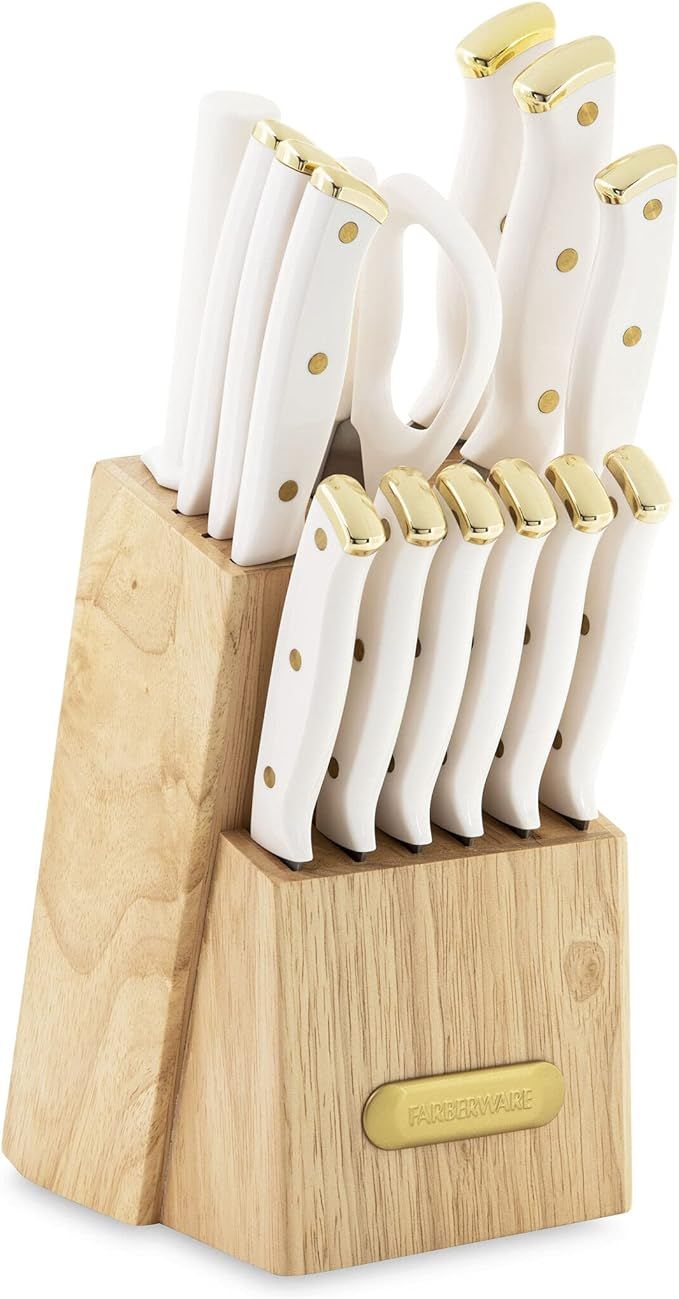 Amazon.com: Farberware Triple Riveted Knife Block Set, 15-Piece, White and Gold : Everything Else | Amazon (US)