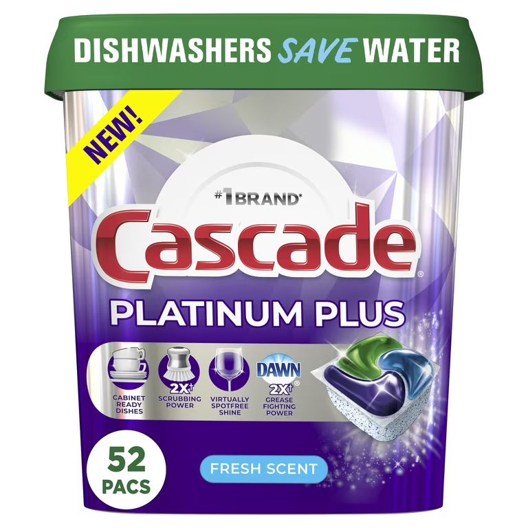 Cascade Platinum Plus Dishwasher Detergent Pacs, Fresh, 52 Count | Walmart (US)