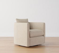Ayden Barrel Arm Leather Swivel Chair | Pottery Barn (US)