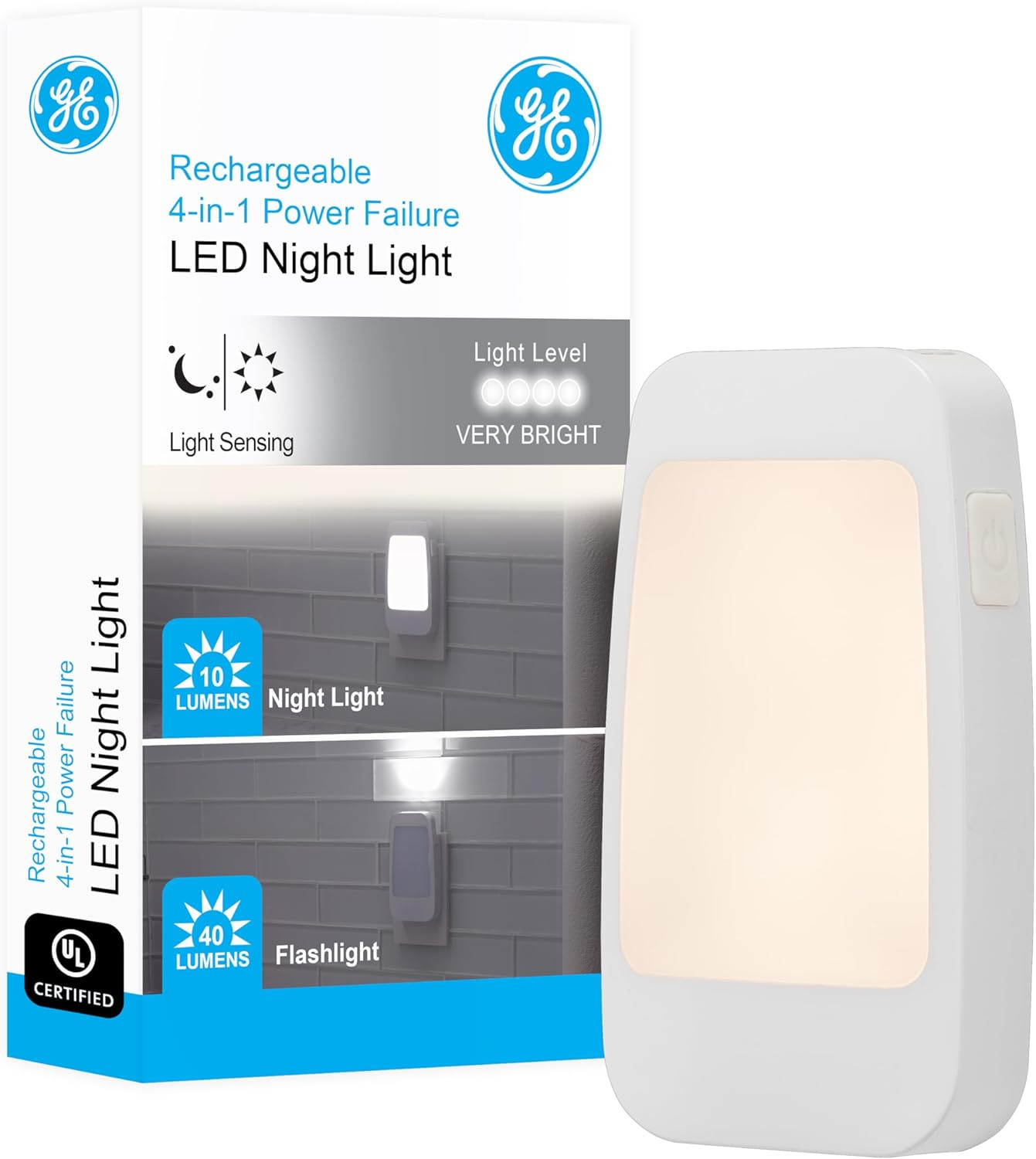 GE 4-in-1 LED Power Failure Night Light, Dusk-to-Dawn Sensor, Foldable Plug, Portable, Flashlight... | Amazon (US)