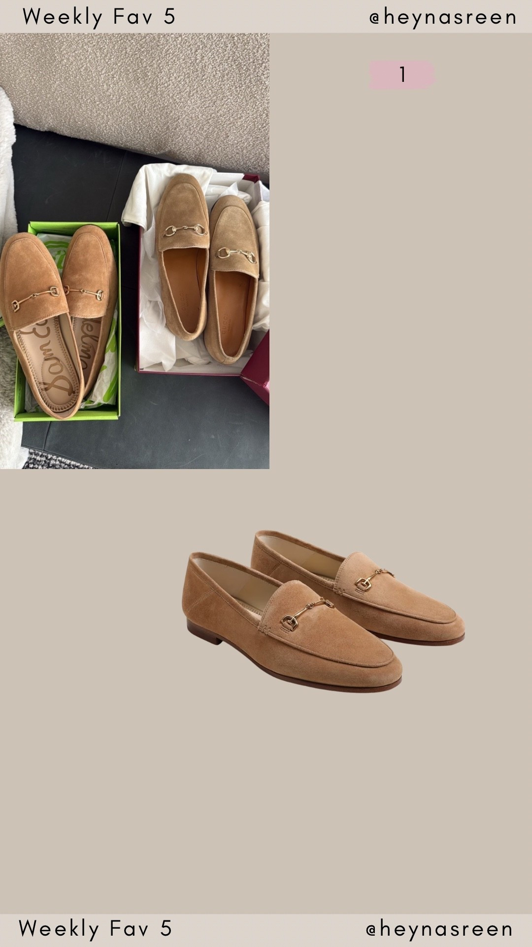 Fav 5:
#1: Sam Edelman loafers TTS, so comfortable and looks so similar to my Gucci pair. 