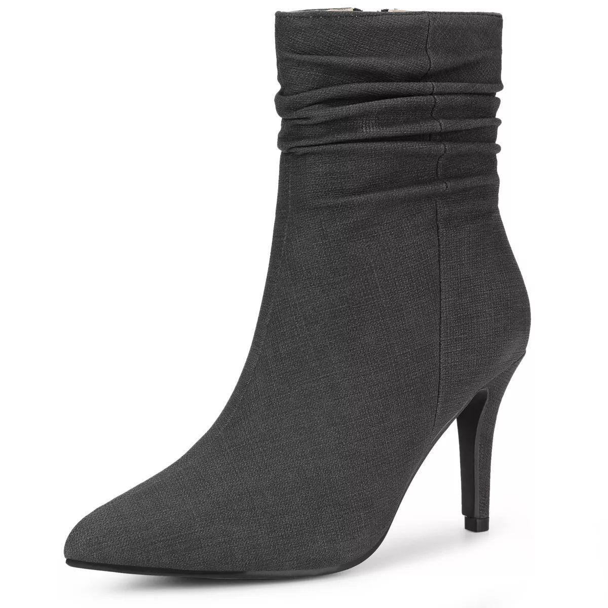 Perphy Women's Pointy Toe Side Zip Slouched Stiletto Heels Ankle Boots Black 7 | Target