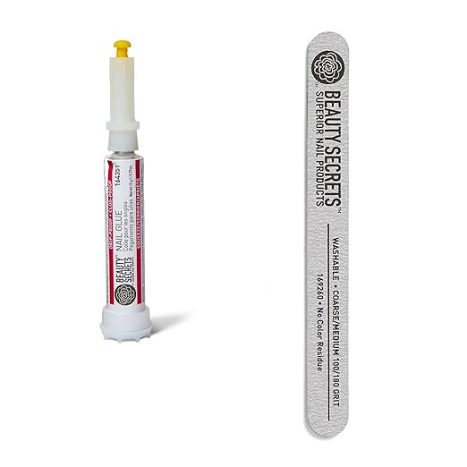 Beauty Secrets Drip & Clog Proof Nail Glue (1 Pack) Bundled with Zebra Cushion Nail File Medium C... | Amazon (US)