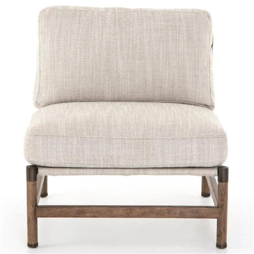 Phei Rustic Lodge Beige Performance Brown Wood Occasional Chair | Kathy Kuo Home