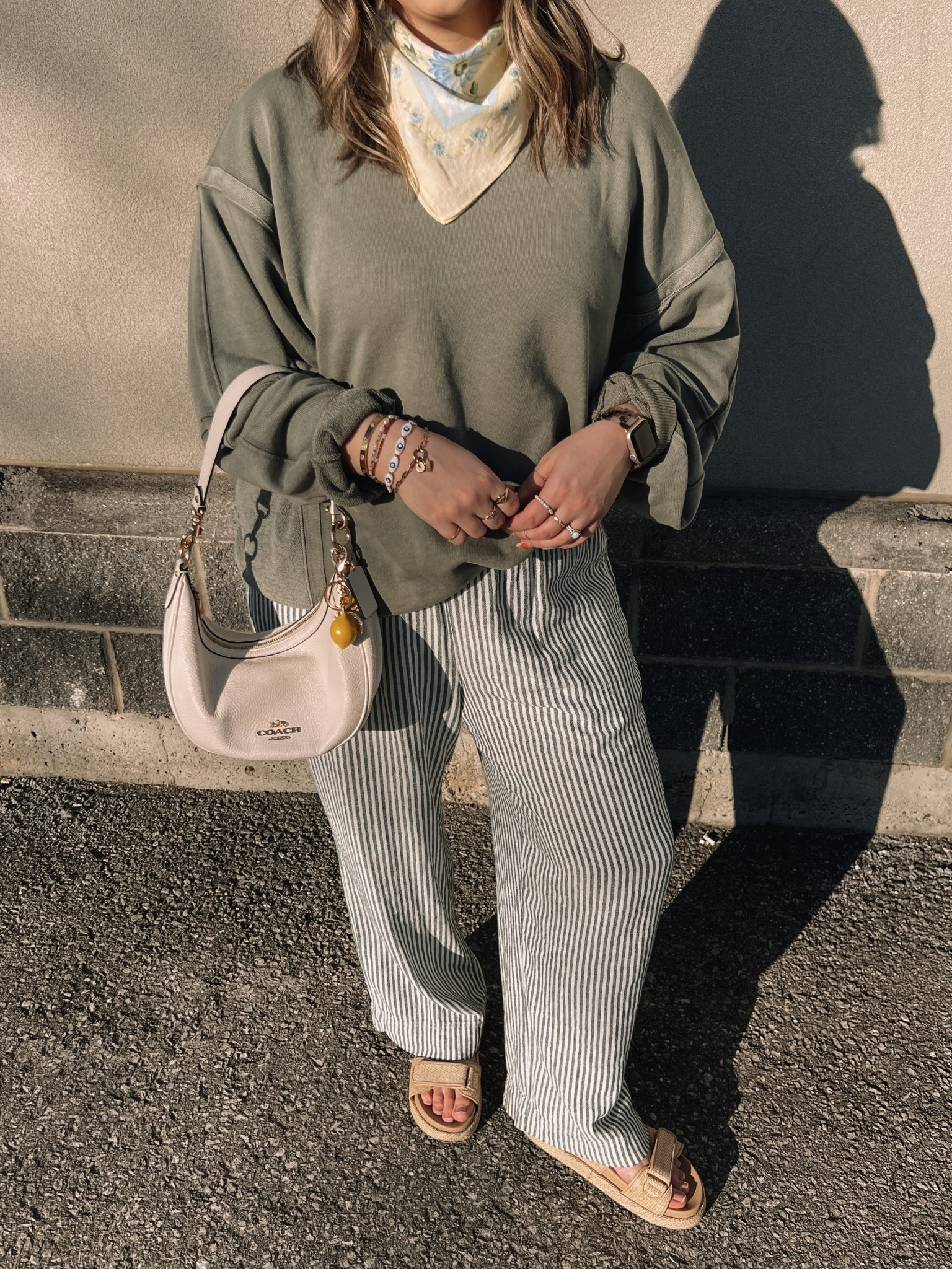 Easy spring outfit! Wearing M in the sage green sweatshirt, it runs big. Linked this year’s version of my striped linen wide leg pants, I wear L tall. Love the butter yellow bandana for a fun pop of color & print! Canadian Old Navy links are under “similar products”


#LTKsale #LTKmidsize #LTKstyletip