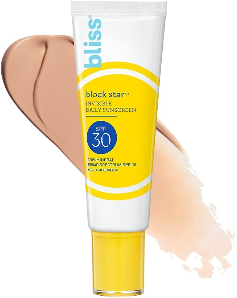 Bliss Tinted Sunscreen | Block Star Face Sunscreen | SPF 30 | 100% Mineral Sunscreen | Non-Greasy... | Amazon (US)