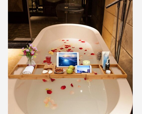 Bathtub Caddy & Bed Tray Bamboo Bathtub Caddy Tray Bath | Etsy | Etsy (US)