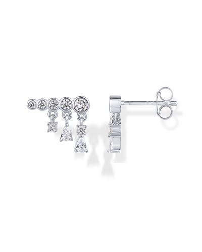 PAVOI Rhodium Plated Dripping Dangle Earrings for Women with Cubic Zirconia | Crawler Earring Pair | Amazon (US)