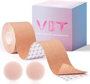 VBT Boob Tape - Breast Lift Tape, Body Tape for Breast Lift w 2 Pcs Silicone Breast Reusable Adhe... | Amazon (US)