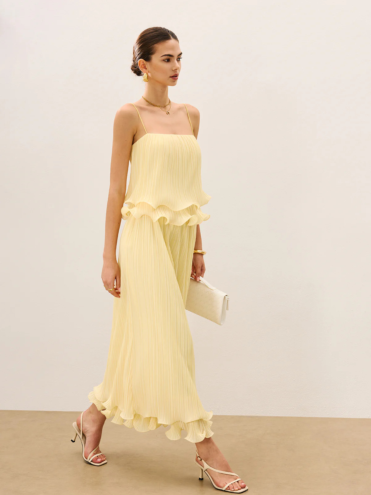 Pleated Layered Ruffle Skirt Set | Commense