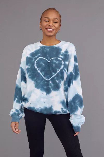Urban Renewal Recycled Heart Tie-Dye Crew Neck Sweatshirt | Urban Outfitters (US and RoW)