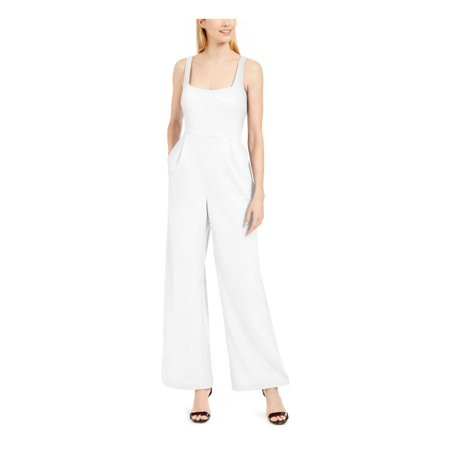 CALVIN KLEIN Womens Ivory Sleeveless Square Neck Straight leg Evening Jumpsuit Size 4 | Walmart (US)