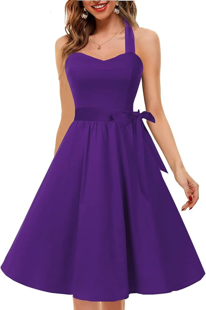 Topdress Women'sVintage Polka Audrey Dress 1950s Halter Retro Cocktail Dress | Amazon (US)